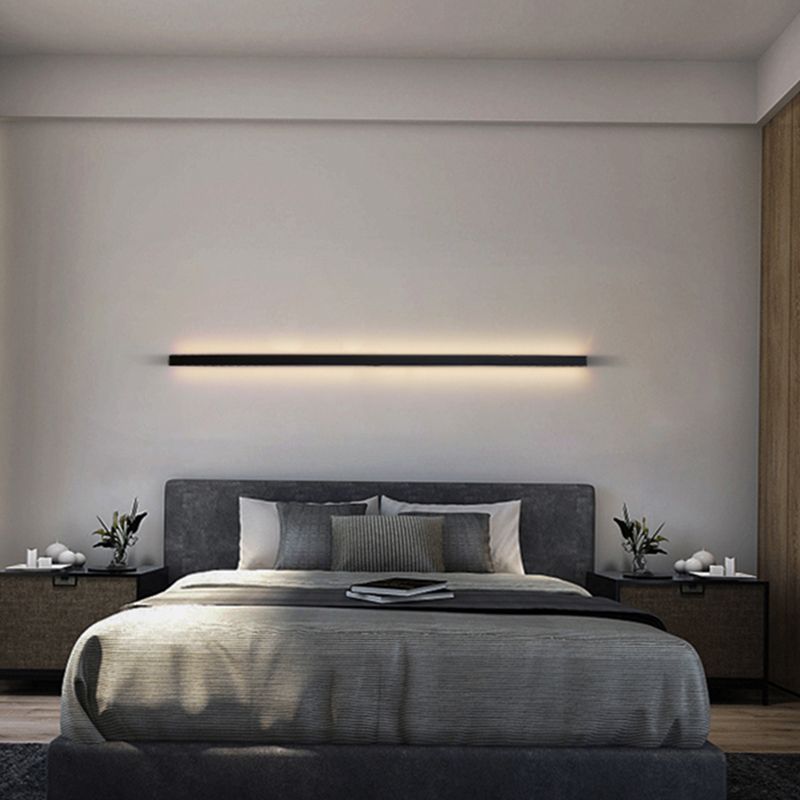 Linearer Schatten Metall Wandleuchte moderne Stil 1 Lichtwandhalterung Beleuchtung in Schwarz