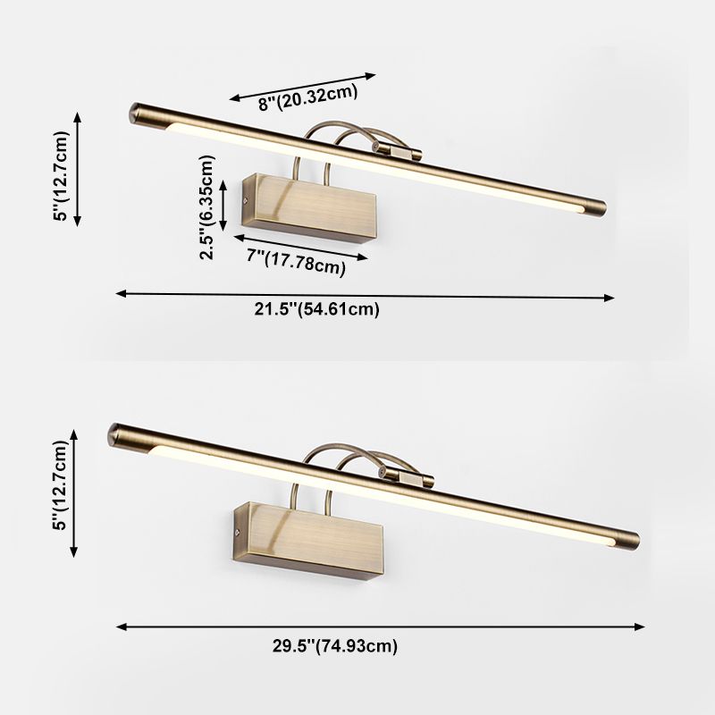Linear Metallic Bar Vanity Light Contemporary Wall Mount Light in Bronze