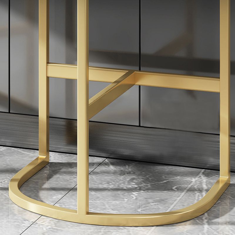 Glam Restaurant Leather Stool Matte Finish Metal Footrest Barstool