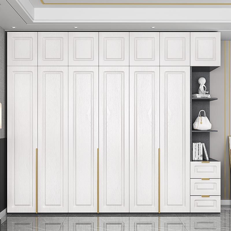 Modern Style Wardrobe White Colour Wooden Wardrobe Closet with Drawer