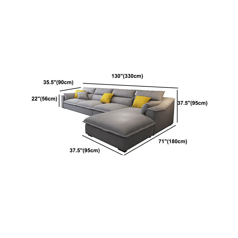 129.92" L Sectional with 4 Pillows Back and Sloped Arms for Living Room