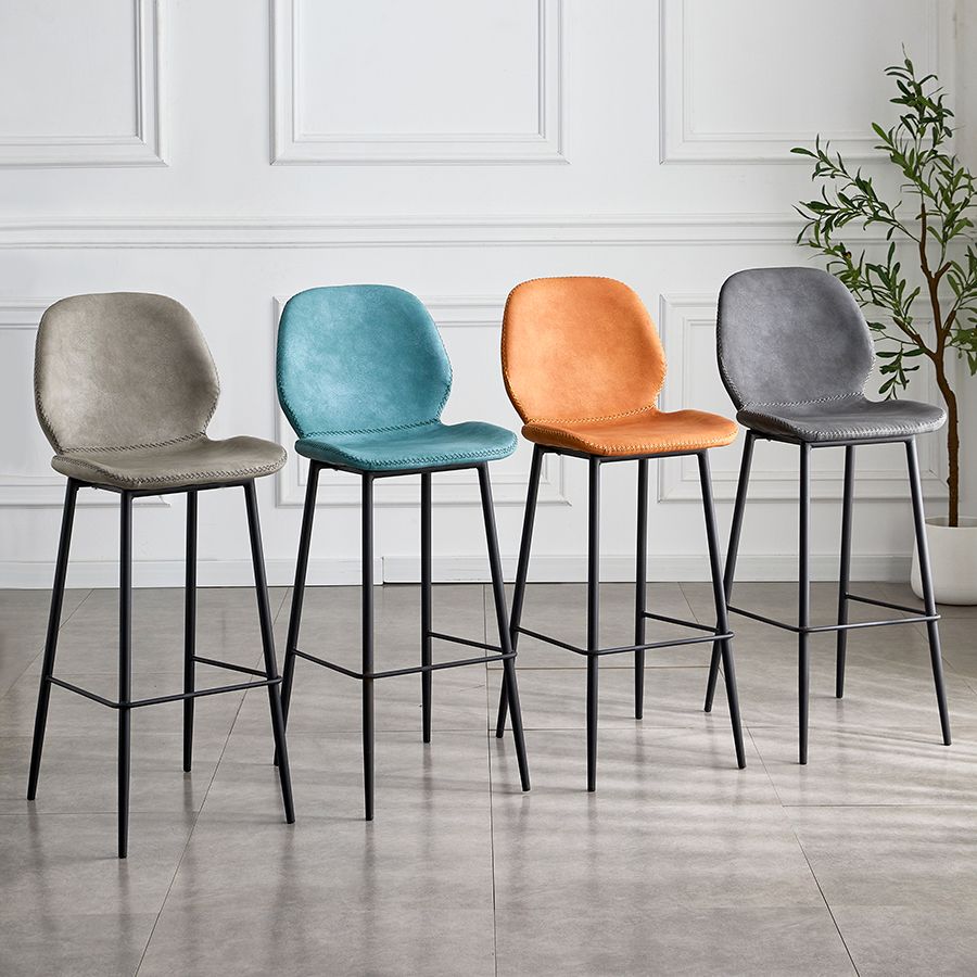 Coffee Shop Bar Stool Leather Armless Modern Distressed Counter Stools