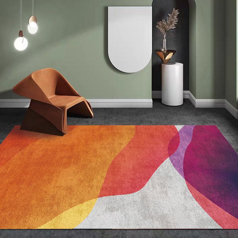 Colorblock Rug Polyester Modernism Rug Washable Anti-Slip Pet Friendly Area Rug for Living Room