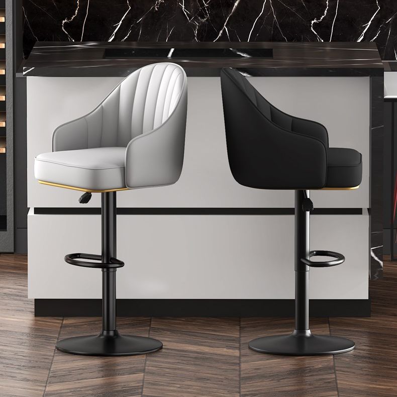Scandinavian Swivel Adjustable Height Stool Faux Leather Bar Stool