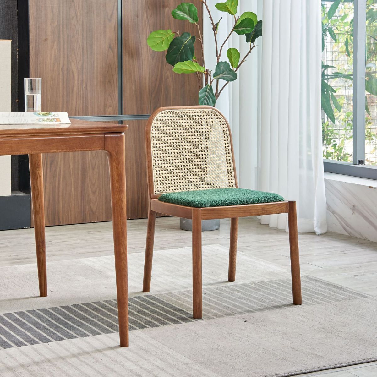 Traditional Upholstered Dining Side Chair Solid Wood Side Chair