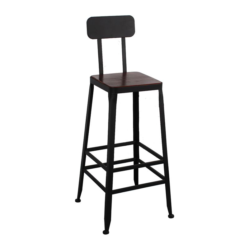 Dining Room Industrial Style Wood Barstool Iron 4 Legs Bar Stool with Pedal