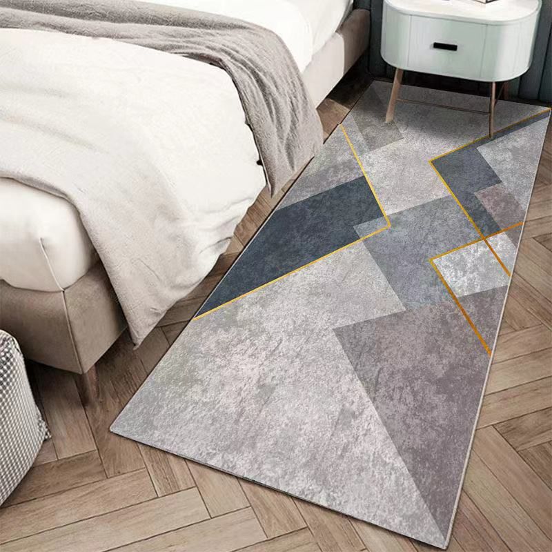 Gray Modern Carpet Polyester Graphic Indoor Carpet Non-Slip Backing Carpet for Home Decor