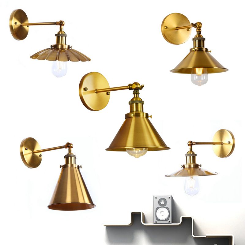 Elektroplattierte Kupfer Vintage Industrial Style Wandlampenschwung Arm Design Single Lampenleuchte für Restaurants