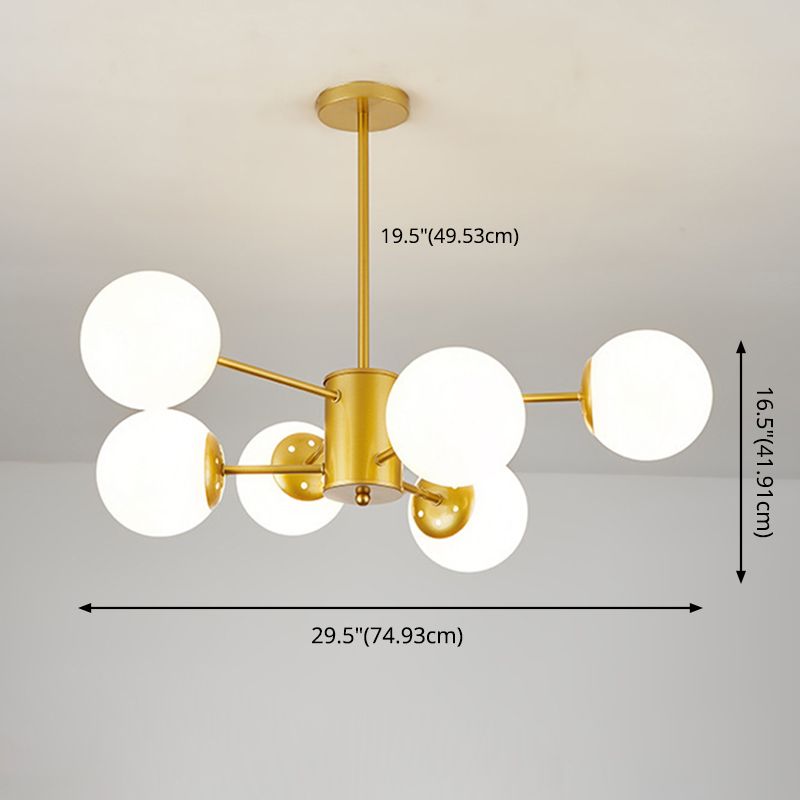 Noordse stijl eenvoud kroonluchter wit glas bol schaduw meerdere lichten suspensielamp voor woonkamer