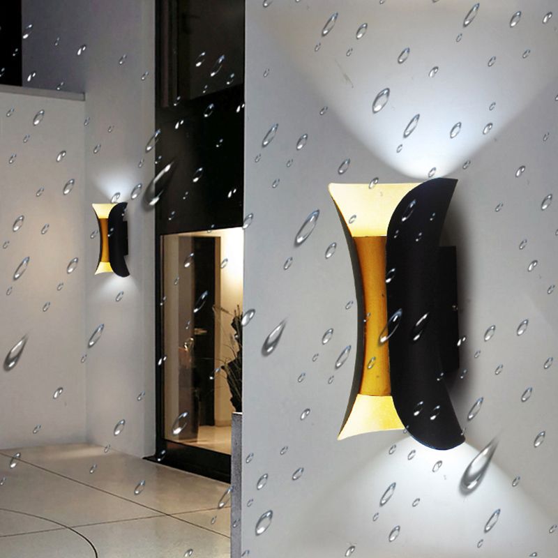 Curved Wall Light Lamp Sconce Modern Style Aluminum 2-Lights Black and Gold Wall Sconces