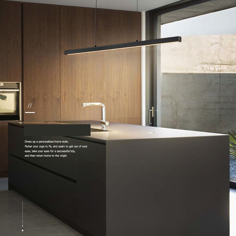 LED Long Linear Island Light Nordic Modern Dining Room Pendant Light Fixture