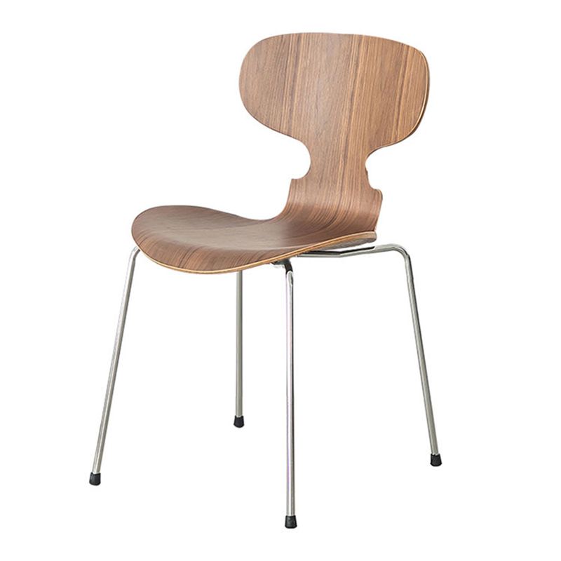 Metal and Wood Armless Dining Chairs Contemporary Side Chair Set