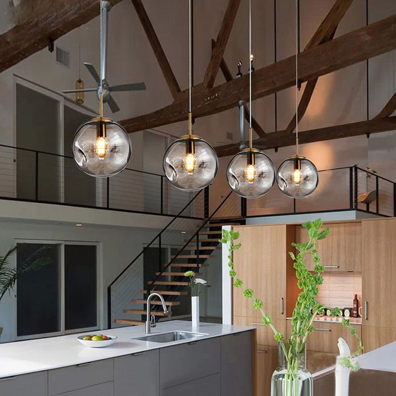 Unregelmäßiger Glasball 1-Licht-Mini-Anhänger Leuchtt moderne minimalistische Hängende Beleuchtung für Esszimmer Küche