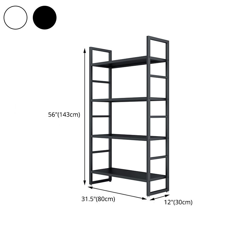 3/4/5-Shelf Iron Etagere Bookshelf Black and White Vertical Bookcase for Living Room