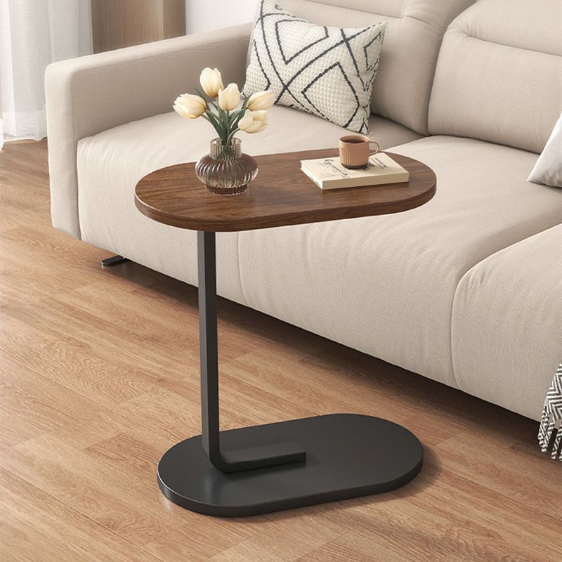 24.8" Tall C-shape End Table Wooden Accent Side Table for Living Room
