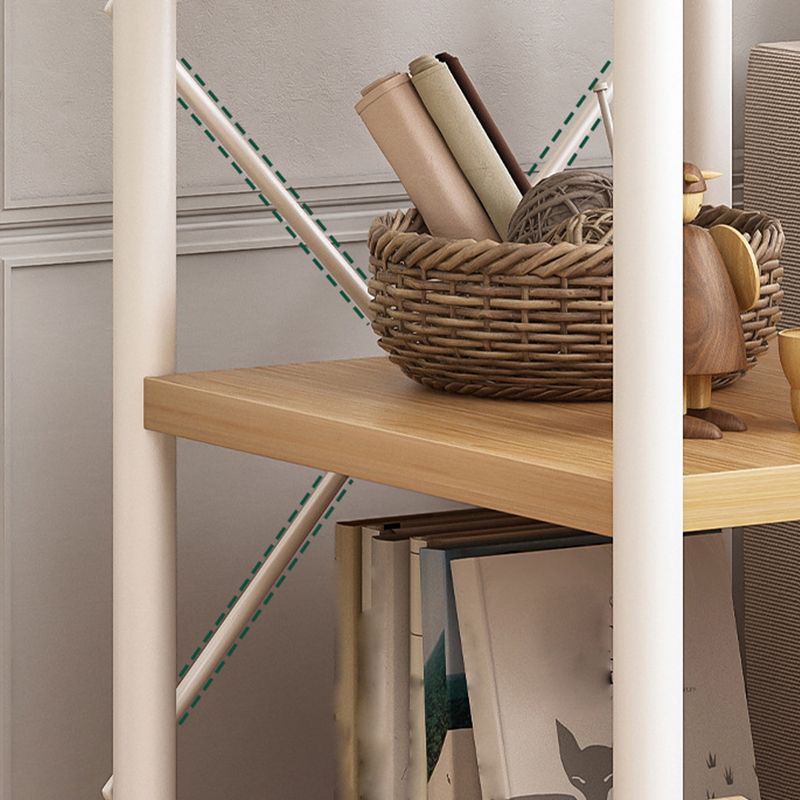 Wheel Side End Table Wooden Sofa Side Accent Table with 2 Shelves
