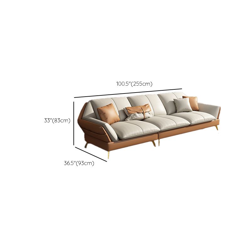 32"H Glam Sectional Sofa White Leather Cushion Back Sleeper Sectional