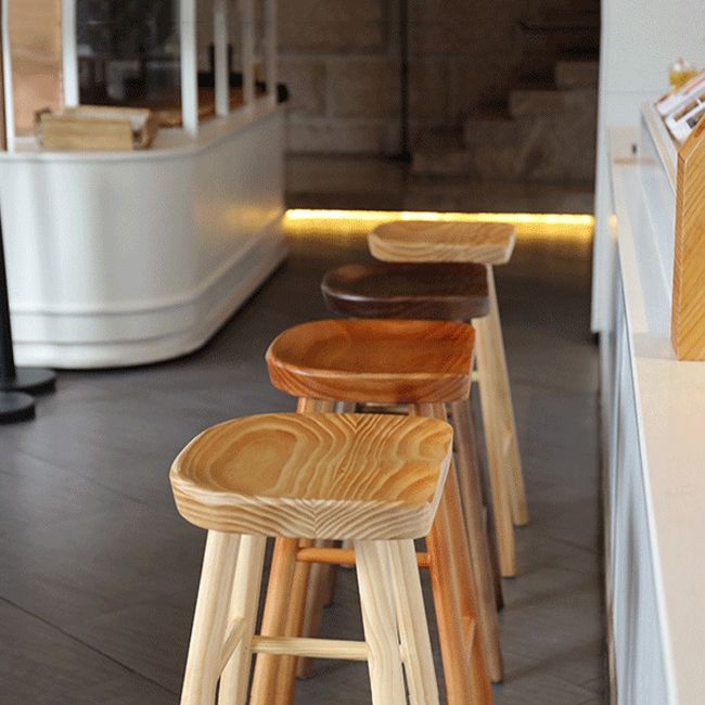 Contemporary Wood Stool Wood Counter Stool in Matte Finish for Indoor