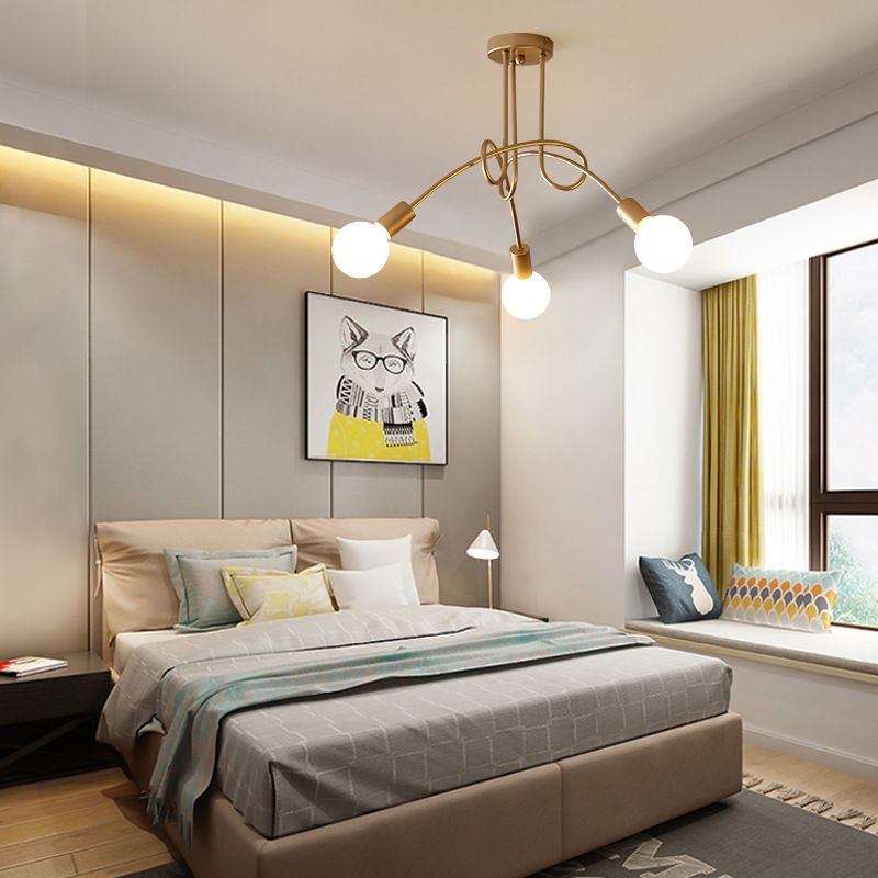 Lámpara de techo semi empotrada de metal estilo loft para dormitorio con diseño de bombilla abierta