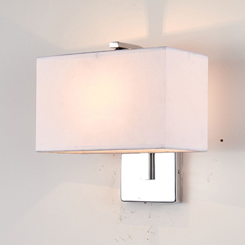 Metal Modern Wall Sconce Rectangle Shape Wall Light with Fabric Shade for Living Room