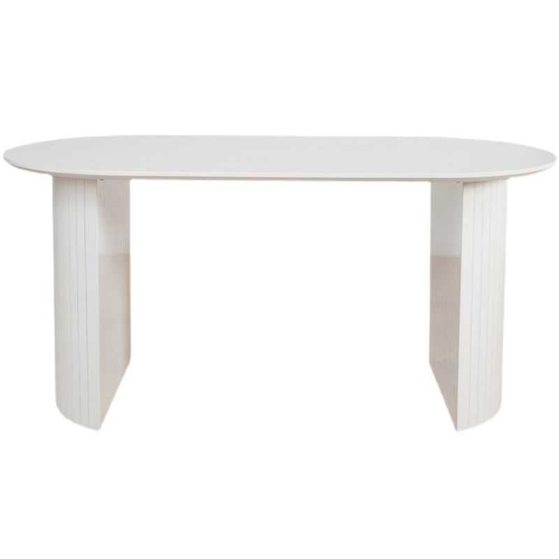 Vast hout eigentijdse ovale eettafel dubbele voetstuktafel voor eetkamer