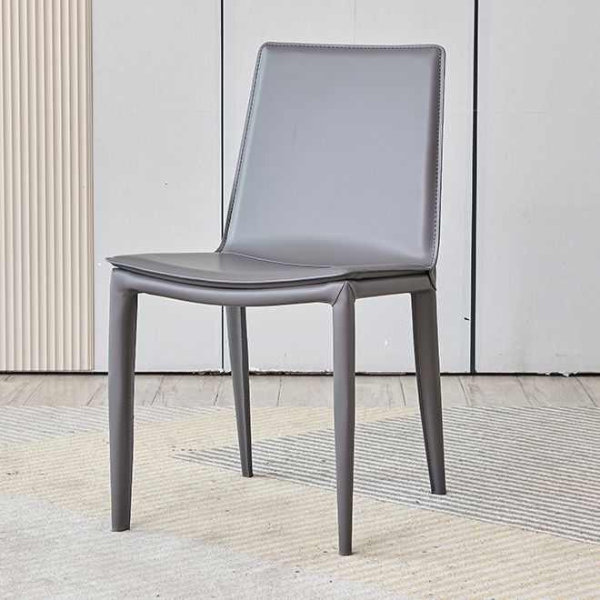 Modern Style Leather Dining Room Chair Armless Metal Side Chair for Home Use