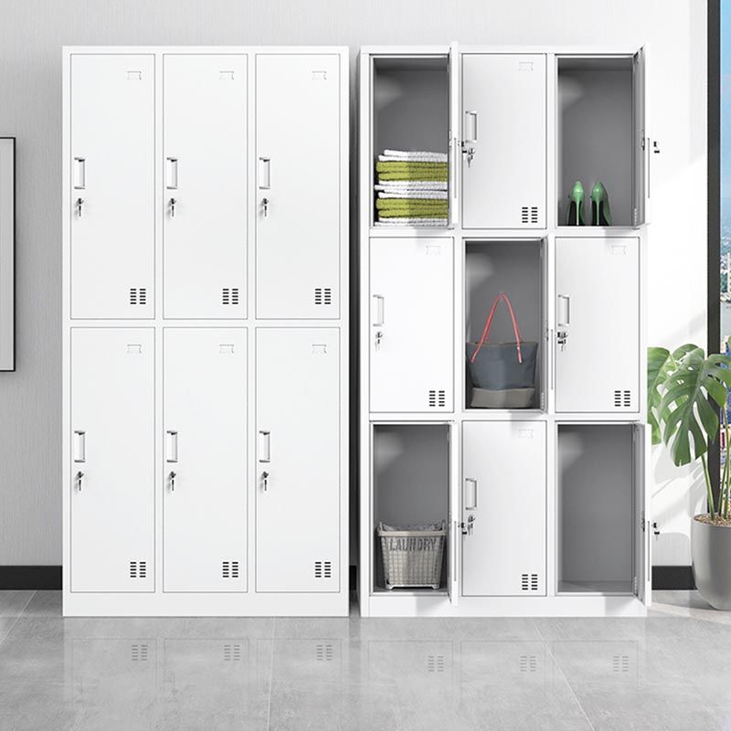 White Steel Cabinet with Hinged Doors Modern Storage Cabinet