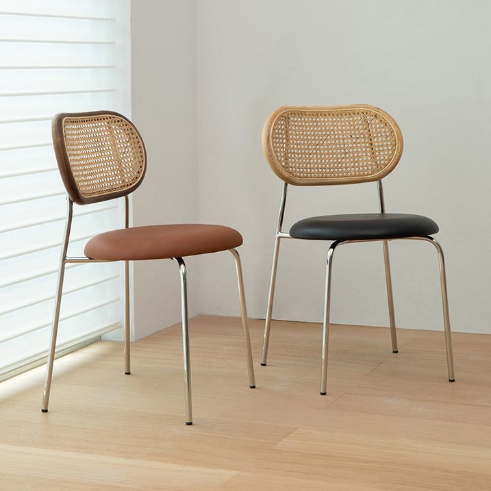 Faux Leather upholstery Dining Chairs Modern Armless Open Back Dining Side Chair