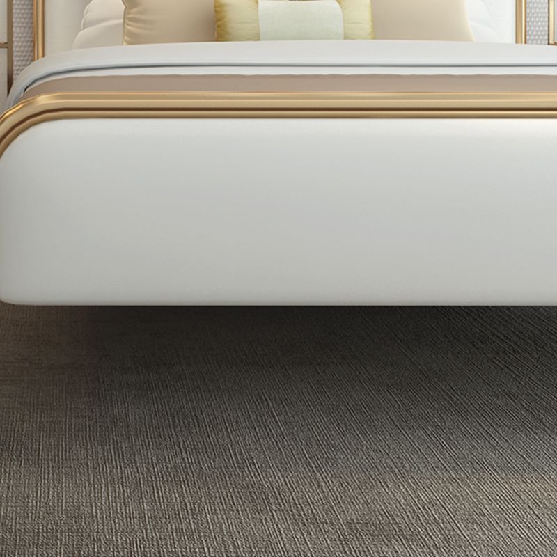 Upholstered Standard Bed with Headboard Low Profile Metal Bed