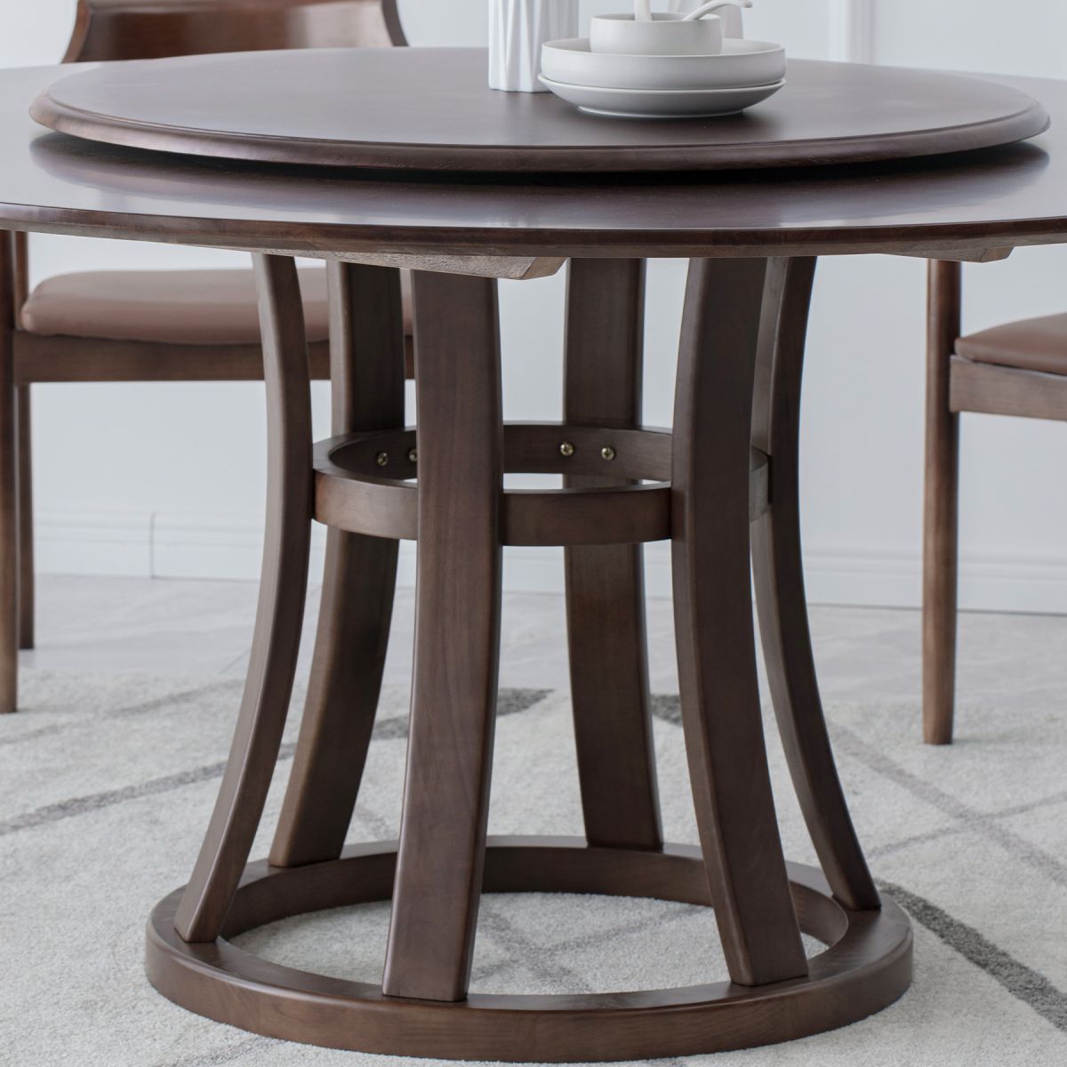Round Traditional Standard Wood Dining Room Set of Rectangle Shape for Kitchen Table Set