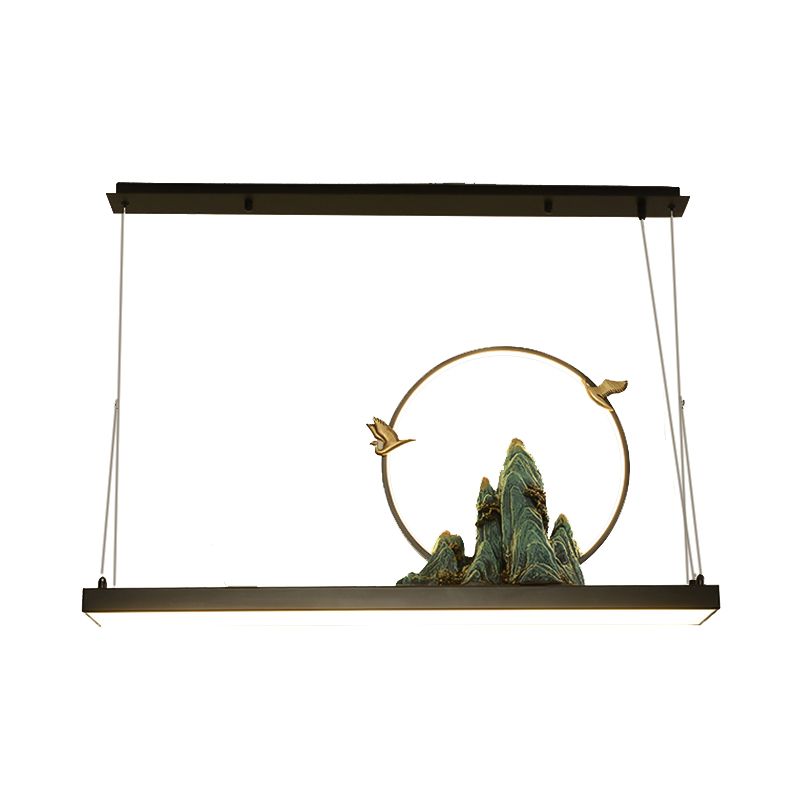 Modern Style Geometry Shape Island Lights Metal 2 Light Island Lighting in Black