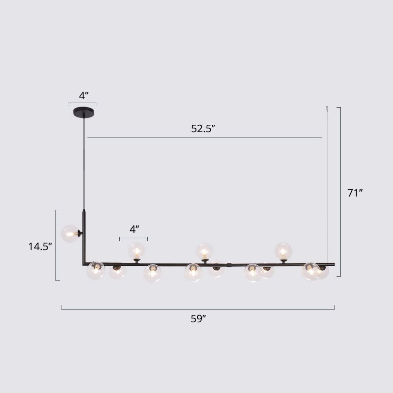 Ball Hanging Island Light Postmodern Glass Suspension Candant Light per sala da pranzo