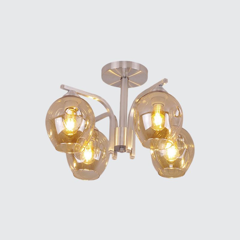 4 têtes Bud Shade plafonnier Light Contemporain Semi Flushmount Light for Dining Room Bedroom