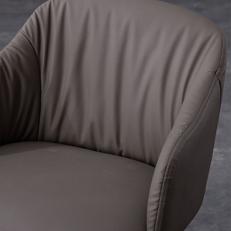 Industrial Faux Leather Dining Chair Upholstered Arm Chair with Metal Legs