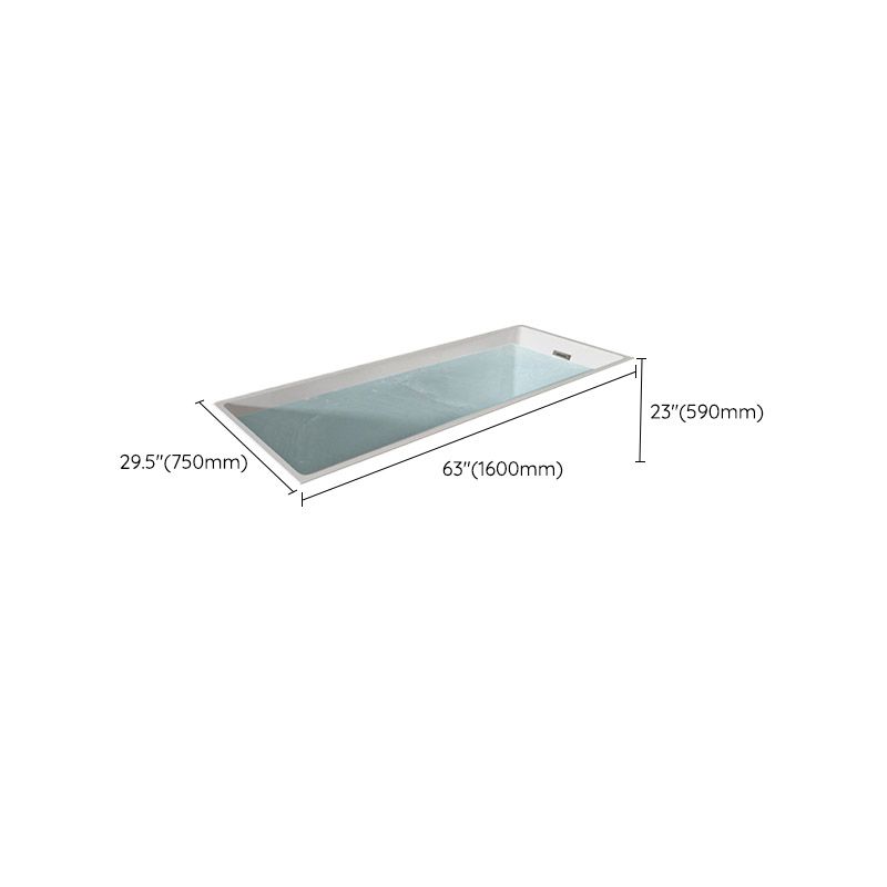 Modern Acrylic Embedded Bathtub Rectangle with Drain Bath Tub and Overflow Hole
