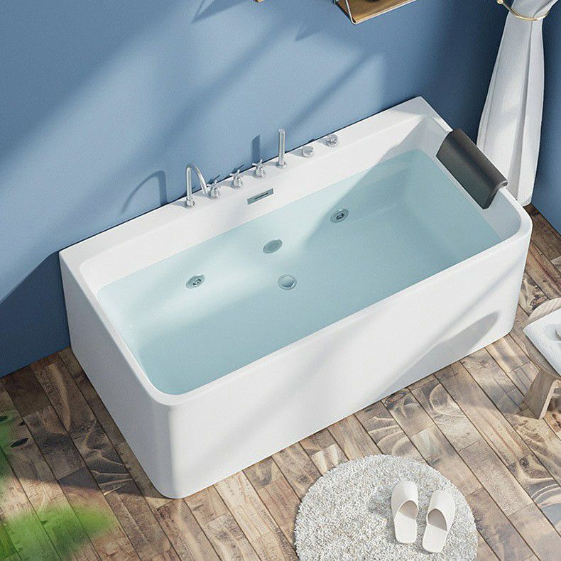 Contemporary Stand Alone Tub with Drain Bathroom White Acrylic Bathtub
