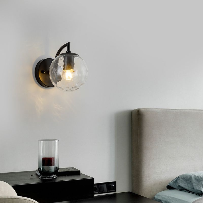 Industrial Style Ball Wall Sconce Glass 1 Light Sconces for Bedroom