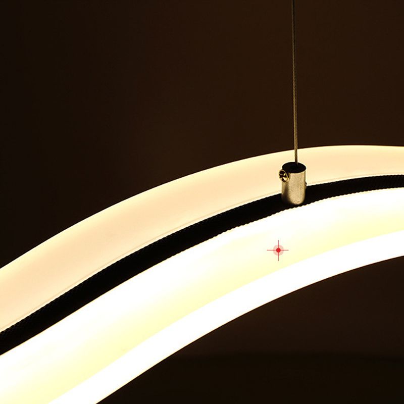 Linear Shape Chandelier Lighting Modern Style Acrylic 1 Lights Island Lamp in White