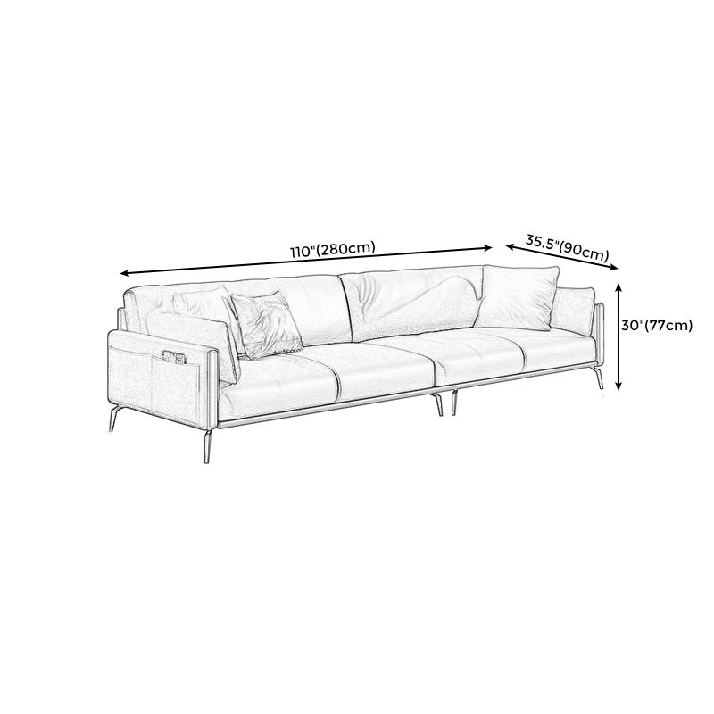 30.31" H Modern Square Arm Sofa With Tight Seat and Loose Back, Brown