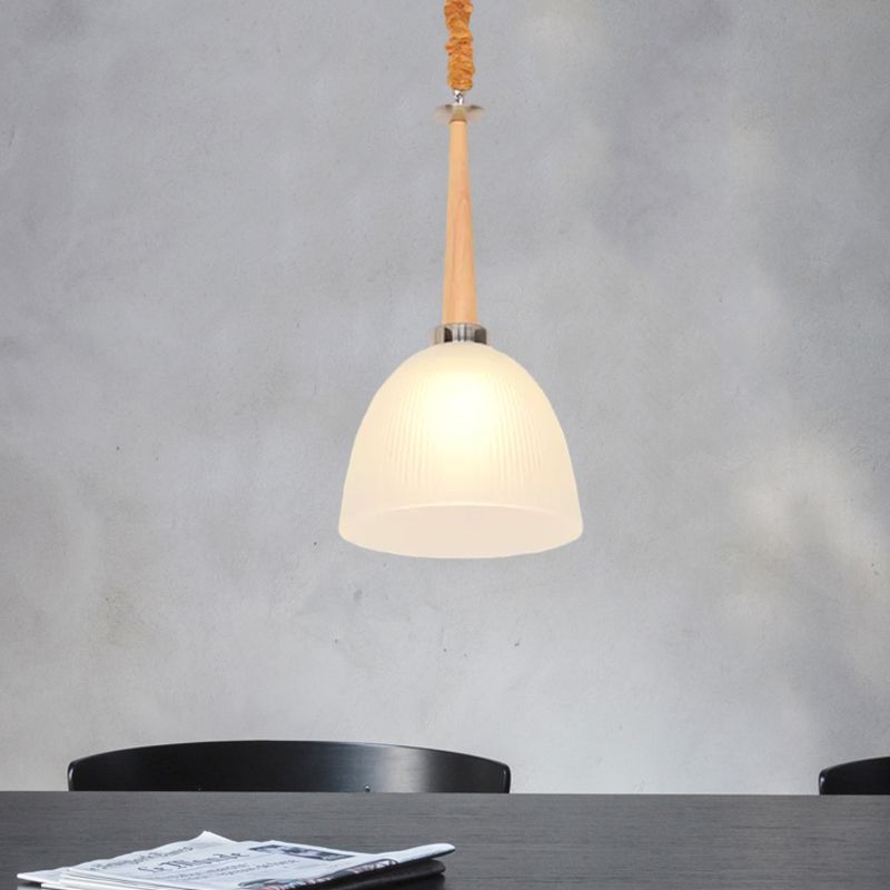 Plafon de plafond simple à 1 tête dôme pendant suspendu avec une teinte en verre prismatique blanche, 11,5 "/ 14" de largeur