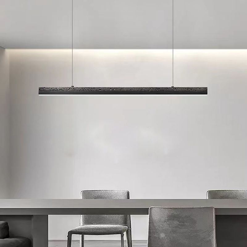 Minimalism LED Hanging Light Linear Island Light Fixture in Black for Dining Room