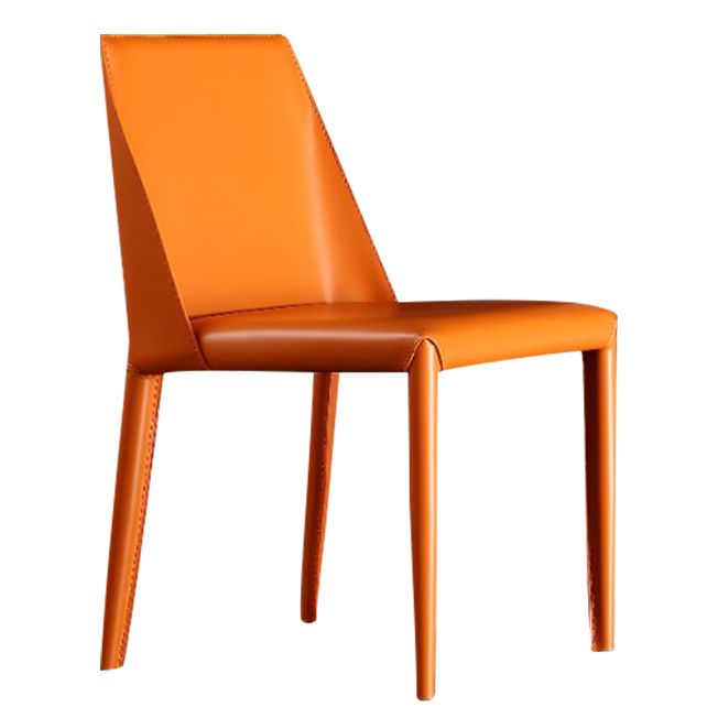 Leather Contemporary Style Chair Home Side Dining Room Chair with Metal Legs
