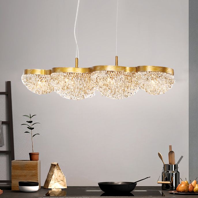 Contemporary Style Dome Island Lighting Ideas Crystal 4 Light Island Lights