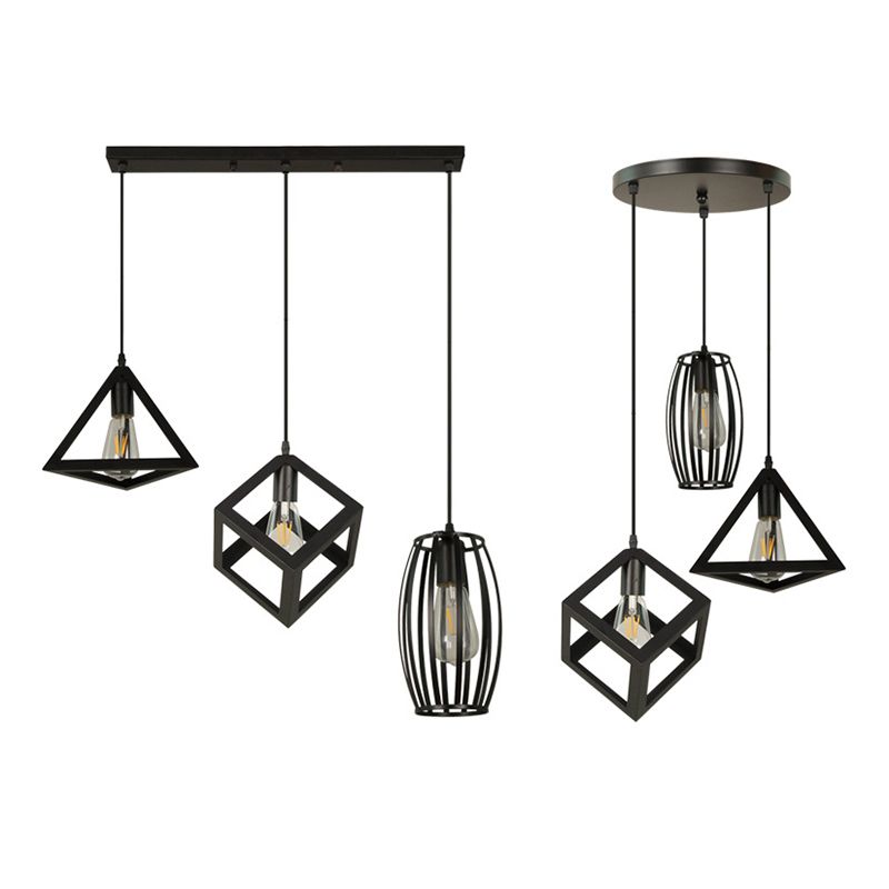 Geometric Island Light Industrial Hanging Lighting Fixture for Dining Room