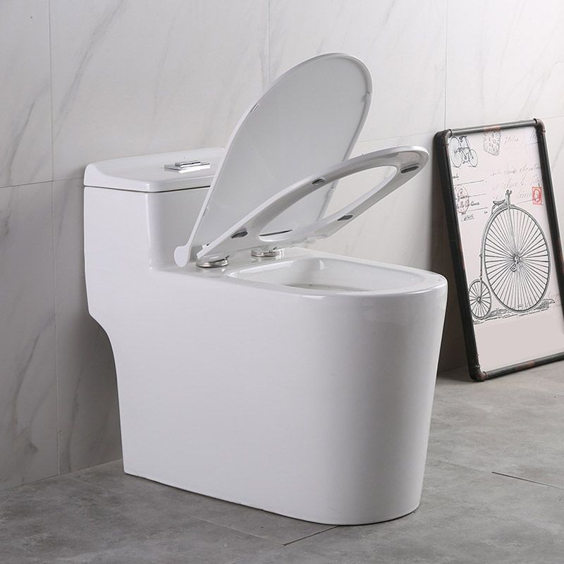 Modern White Flush Toilet Floor Mounted Toilet Bowl with Slow Close Seat for Washroom