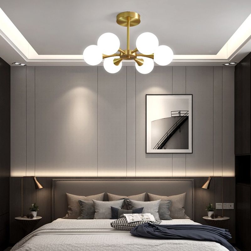 Modern Sputnik Ceiling Light Glass Shade Flush Mount Light for Bedroom Living Room