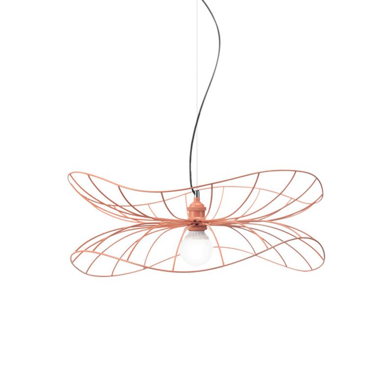 Modern Lotus Leaf Pendant Light 1 Light Iron Hanging Lamp in Pink for Dining Room Hotel