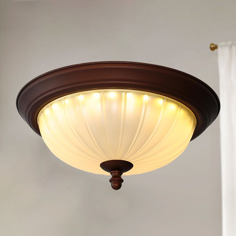American Style Ceiling Light Dome Shape Ceiling Lamp with Glass Shade for Bedroom