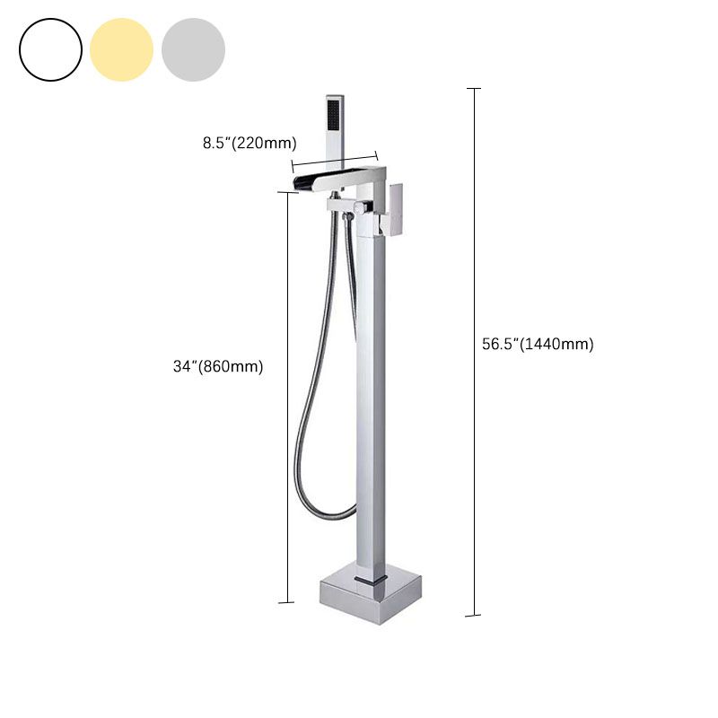 Floor Mounted Waterfall Freestanding Tub Filler Single Handle Freestanding Tub Filler Trim