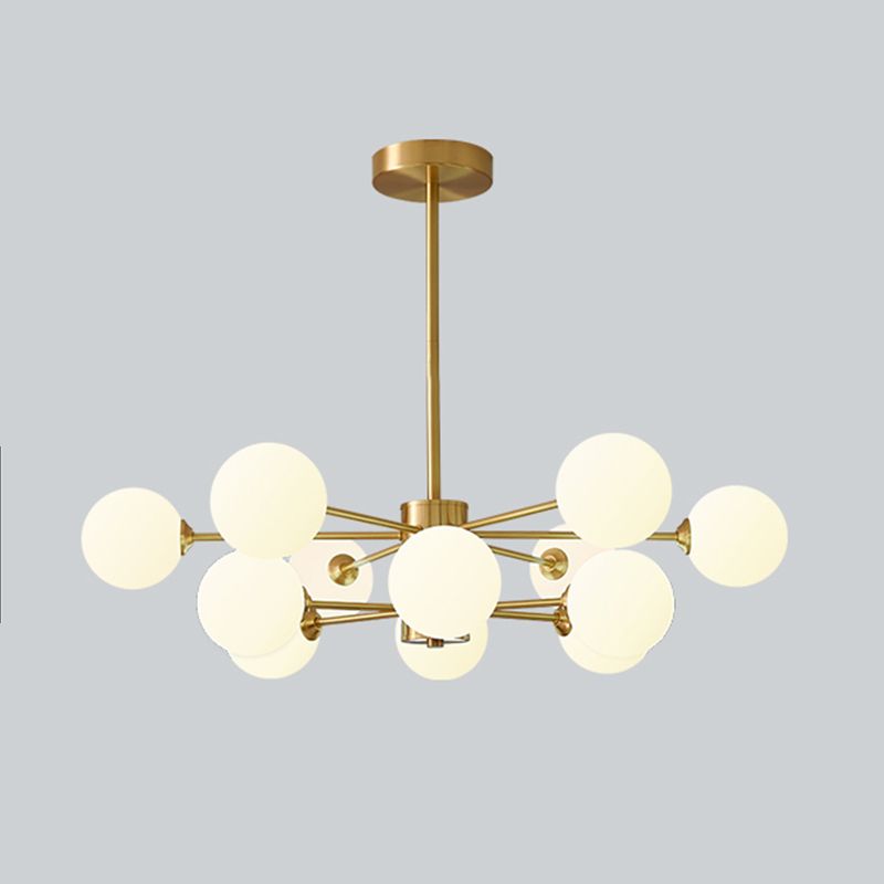 Modern Simplicity Chandelier Light Opal Glass Shade Living Room Lighting Fixture